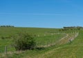Agriculture path with fences and cloudless sky Royalty Free Stock Photo