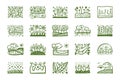 Agriculture Plant Farm hand drawn doodle badges logo icon