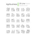 Agriculture related linear icons set