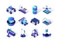 Agriculture robotisation isometric icons set.