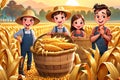 Agriculture rural corn crop basket harvest