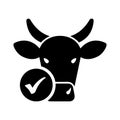 Agriculture, select, valid cow icon. Black vector graphics