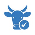 Agriculture, select, valid cow icon. Blue color variant