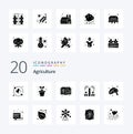 20 Agriculture Solid Glyph icon Pack like grains farming book agriculture fence