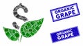 Agriculture Startup Mosaic and Distress Rectangle Organic Grape Watermarks