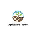 Agriculture techno logo vector concept, icon, element, and template for company