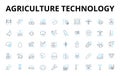 Agriculture technology linear icons set. Irrigation, Biotechnology, Genetics, Sustainability, Agronomy, Nanotechnology