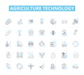 Agriculture technology linear icons set. Irrigation, Biotechnology, Genetics, Sustainability, Agronomy, Nanotechnology