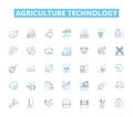 Agriculture technology linear icons set. Irrigation, Biotechnology, Genetics, Sustainability, Agronomy, Nanotechnology