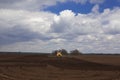 Agriculture.The tractor prepares the field for sowing wheat in