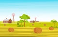 Agriculture Wheat Field Farm Rural Nature Scene Landscape Illustration Royalty Free Stock Photo