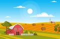 Agriculture Wheat Field Farm Rural Nature Scene Landscape Illustration Royalty Free Stock Photo