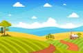 Agriculture Wheat Field Farm Rural Nature Scene Landscape Illustration