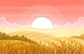 Agriculture Wheat Field Farm Rural Nature Scene Landscape Illustration Royalty Free Stock Photo