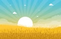 Agriculture Wheat Field Farm Rural Nature Scene Landscape Illustration Royalty Free Stock Photo