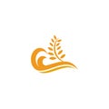 Agriculture wheat leaf icon logo design vector template Royalty Free Stock Photo