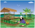 agriculturist harvest vegetable in garden vector design.