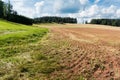 Agriculutral fields in late summer in sunny day Royalty Free Stock Photo