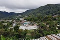 Agricuture village in valley with small green house for agricultual production Royalty Free Stock Photo