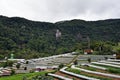 Agricuture village in valley with small green house for agricultual production Royalty Free Stock Photo