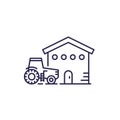 agrimotor and barn line icon on white