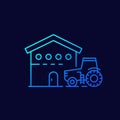 agrimotor and a barn line vector icon