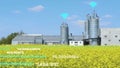 Agritech Technology Concept of Agriculture Silos Connected to Internet