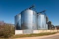 Agro-processing plant for processing and silos for drying cleaning and storage of agricultural products, flour, cereals and grain Royalty Free Stock Photo