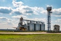 Agro-processing plant for processing and silos for drying cleaning and storage of agricultural products, flour, cereals and grain Royalty Free Stock Photo