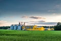 Agro-processing plant for processing and silos for drying cleaning and storage of agricultural products, flour, cereals and grain Royalty Free Stock Photo