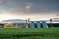 Agro-processing plant for processing and silos for drying cleaning and storage of agricultural products, flour, cereals and grain Royalty Free Stock Photo