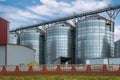 agro-processing plant for processing and silos for drying cleaning and storage of agricultural products, flour, cereals and grain Royalty Free Stock Photo