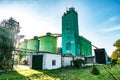 Agro-processing plant for processing and silos for drying cleaning and storage of agricultural products, flour, cereals and grain Royalty Free Stock Photo