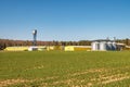 Agro-processing plant for processing and silos for drying cleaning and storage of agricultural products, flour, cereals and grain Royalty Free Stock Photo