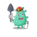 Agrobacterium tumefaciens miner cartoon design concept with tool and helmet