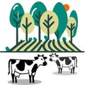 Agroforestry cows vector graphics Royalty Free Stock Photo