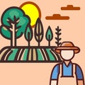 Agroforestry farmer sun vector graphic Royalty Free Stock Photo