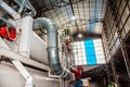 Agroindustrial view with internal structures and equipment of grain elevator Royalty Free Stock Photo