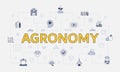 Agronomy concept with icon set with big word or text on center