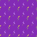 Agronomy flora nature seamless pattern with small ear of wheat ornament. Bright purple background