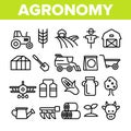 Agronomy Industry Vector Thin Line Icons Set