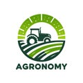 Agronomy logo design. Tractor on the field.