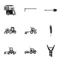 Agronomy machinery icon set, simple style