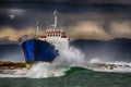 Aground ship under the bad fweather ccondition