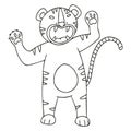 AGrowling angry tiger. Coloring book for children. Vector illustration