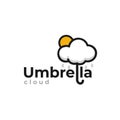 Illustration of clear sky, umbrella cloud vector logo