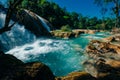 Agua Azul, Chiapas, Palenque, Mexico. View of the amazing waterfall Royalty Free Stock Photo