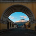 Agua Volcano Sunrise, Antigua, Guatemala Royalty Free Stock Photo