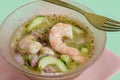 Aguachile, Mexican spicy marinated seafood dish with shrimp