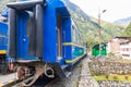 View of trains transporting from Cusco to the town of Aguas Calientes in Machu Picchu, Peru Royalty Free Stock Photo